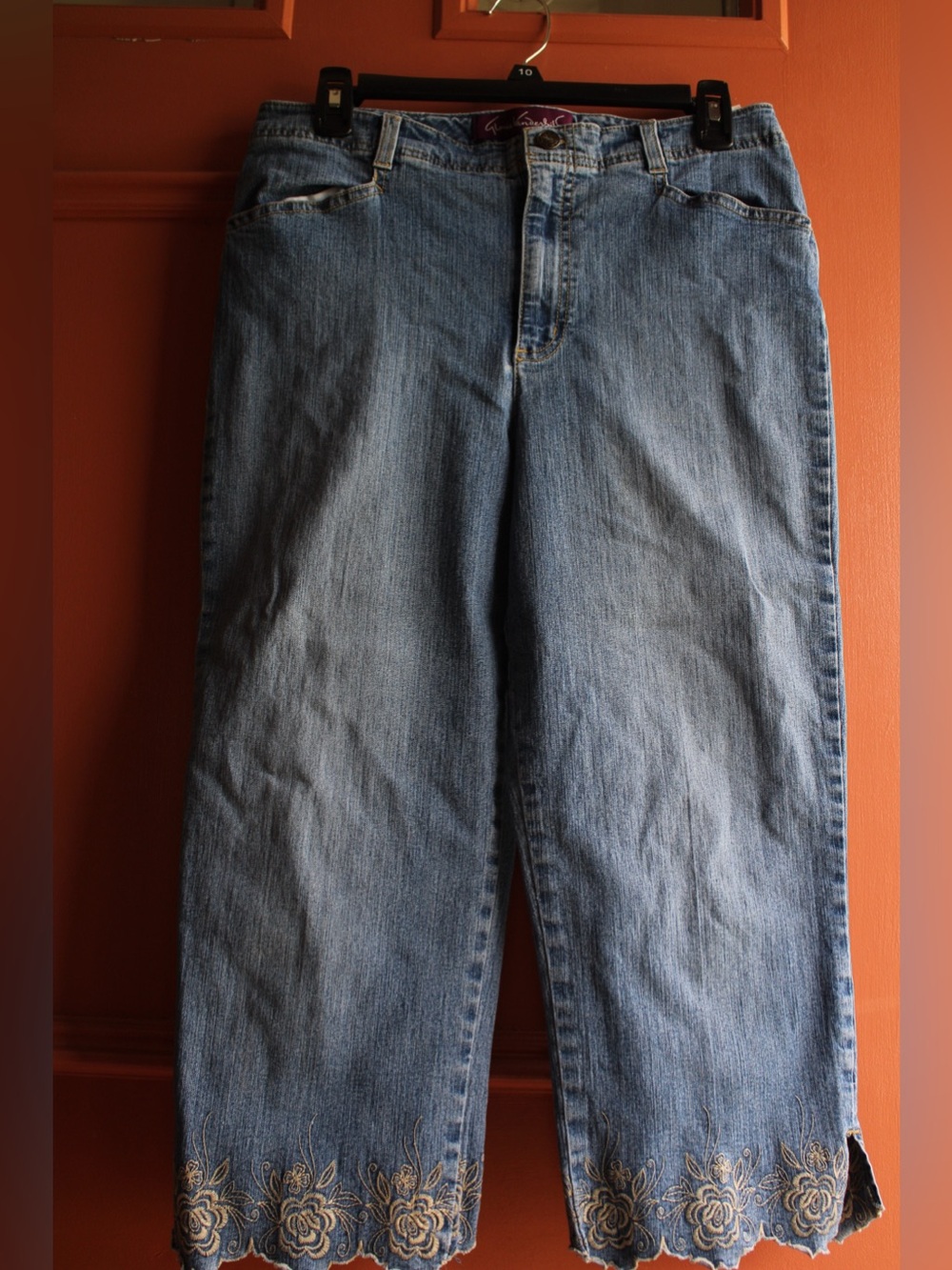 Light Blue Embroidered Hem Women’s Jeans